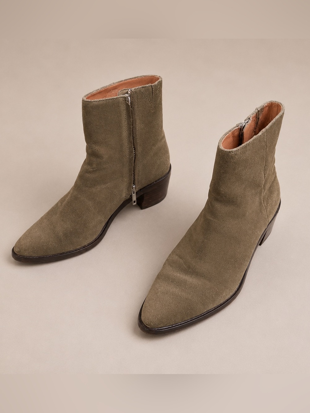 Madewell olive suede ankle boots